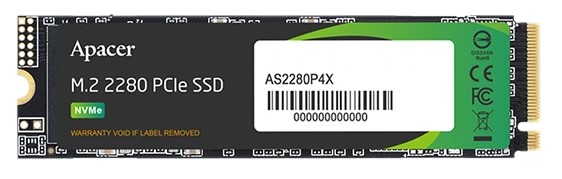 Твёрдотельный накопитель 0512,0 Gb SSD Apacer AS2280P4X (AP512GAS2280P4X-1) 2100/1500 MB/s, 3D NAND, NVMe, RTL, 350TBW