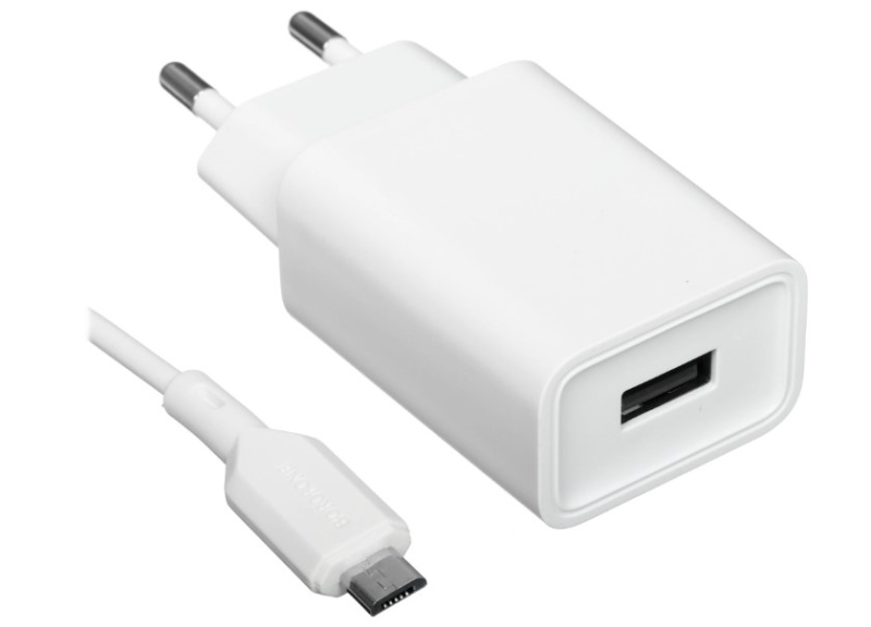 СЗУ 1 USB Borofone BA68A, Glacier, 2100mA, кабель микро USB, цвет: белый