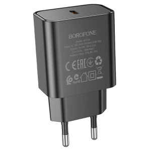 СЗУ Borofone BA71A,1 Type-C, Power, 3000mA, 20Вт, PD/ QC/ FCP/ AFC, цвет: чёрный