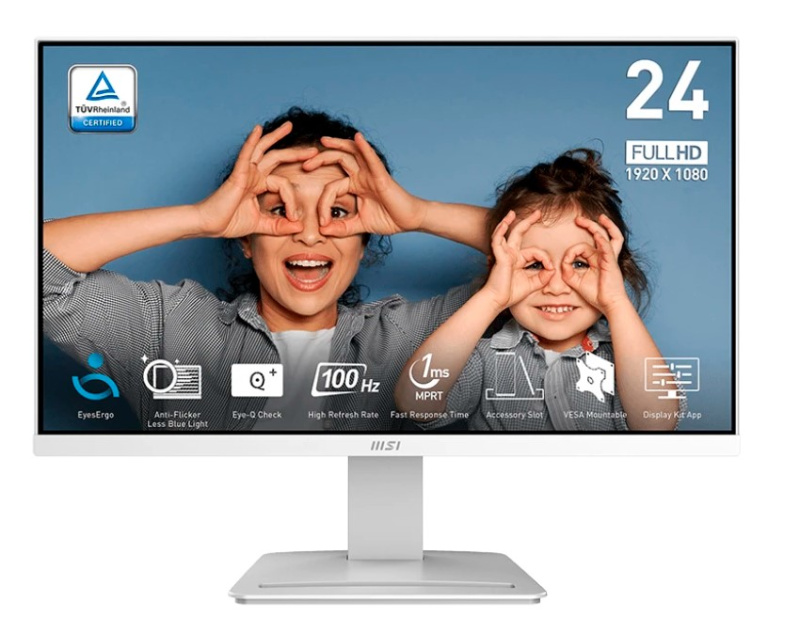 Монитор 23,8" MSI Pro MP2412W, VA матрица, 1920x1080, 100Гц, яркость 250 кд/м2, время отклика 4 мс