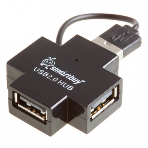 Концентратор USB 2.0 , 4 ports, Smartbuy, чёрный SBHA-6900-K