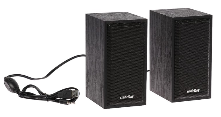 Колонки 2.0 SmartBuy ONE, ВАН, дерево, 6 Вт, питание от USB, черная (SBA-101)