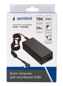 Блок питания для ноутбука Asus, Toshiba 19V 3,42А (5,5х2,5) 65W (NPA-AC19) Gembird