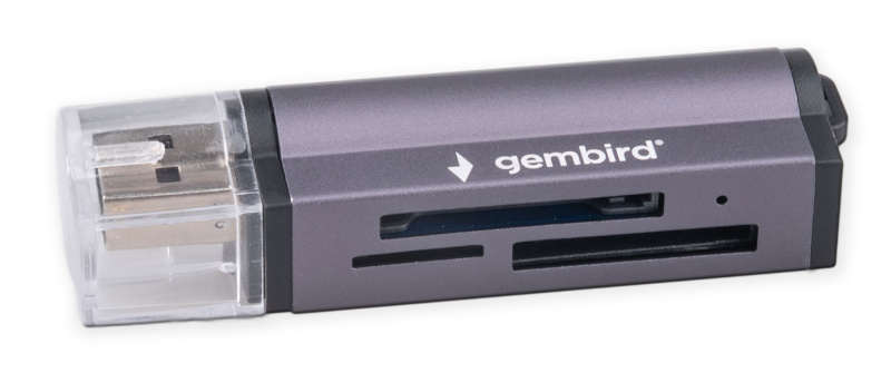 Устройство чтения/записи Gembird (FD2-MSD-5), 4в1: SD, TF (MicroSD), MS, M2, алюминий