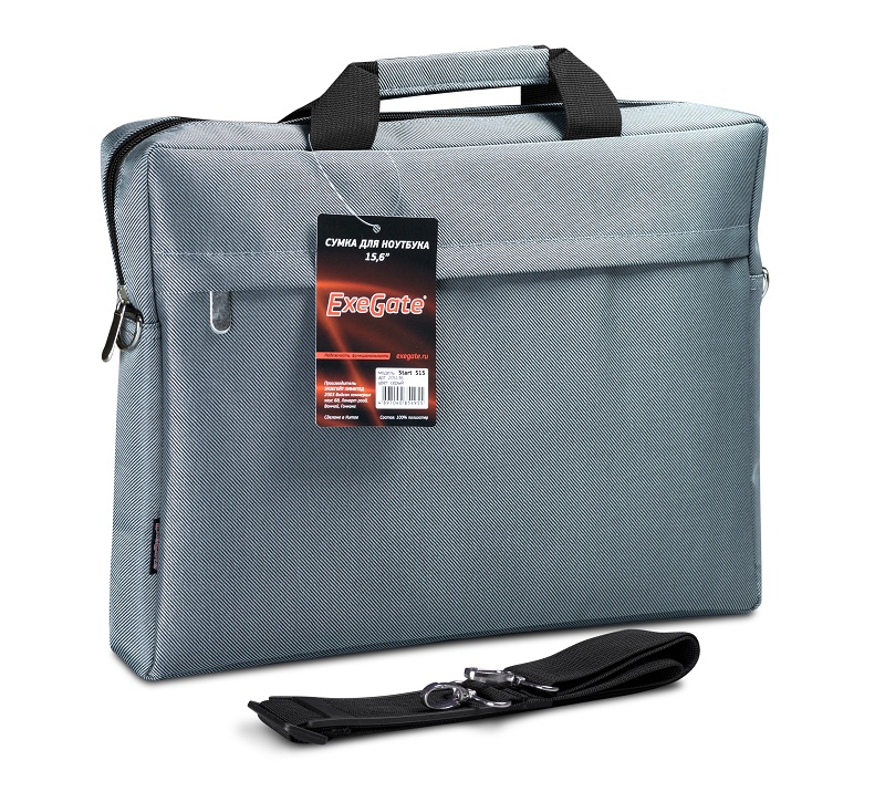 Сумка для ноутбука ExeGate Start S15 Grey 15.6" (EX205136RUS/205136), серая, полиэстер 
