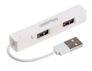 Концентратор USB 2.0 , 4 ports, Smartbuy, Белый SBHA-408-W