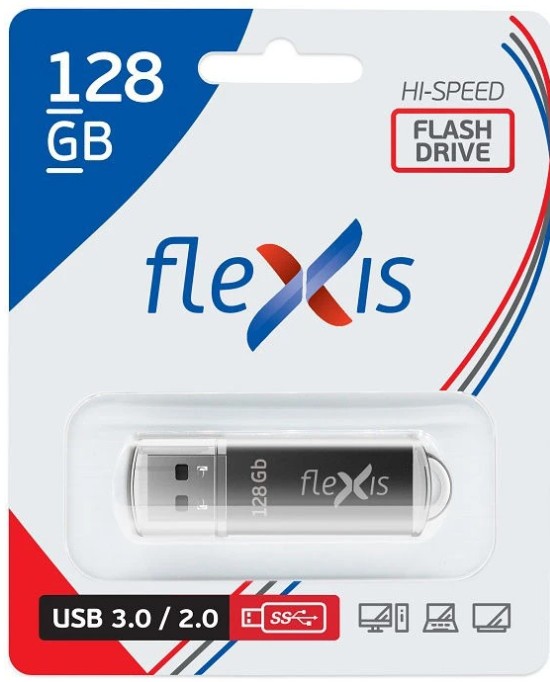 Носитель информации 128Gb, USB3.0 FLEXIS (FUB30128RBK-108) Черный