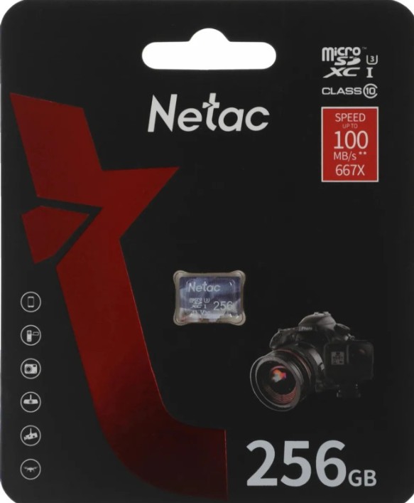 Носитель информации Transflash(MicroSDXC) 256Gb Netac P500 Ultra (NT02P500ULT-256G-S) Class 10 A1 U3 V30 без адаптера