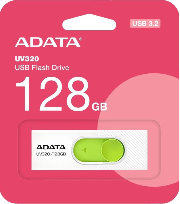 Носитель информации 128Gb, USB3.2 A-DATA UV320 (AUV320-128G-RWHGN) белый/зеленый