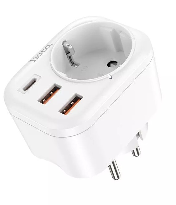 Сетевой фильтр HOCO NS3 1 гнездо+PD 20W+2USB QC3.0 18W