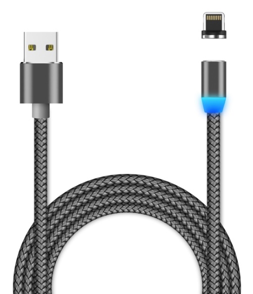 USB кабель для iPhone 8 pin 1.0м Jet.A JA-DC46 Magnet серый