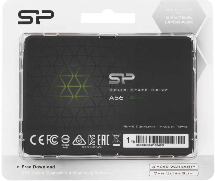 Твёрдотельный накопитель 1000,0 Gb SSD Silicon Power A56 (SP001TBSS3A56A25) SATA-III, 560/530 MB/s, TLC