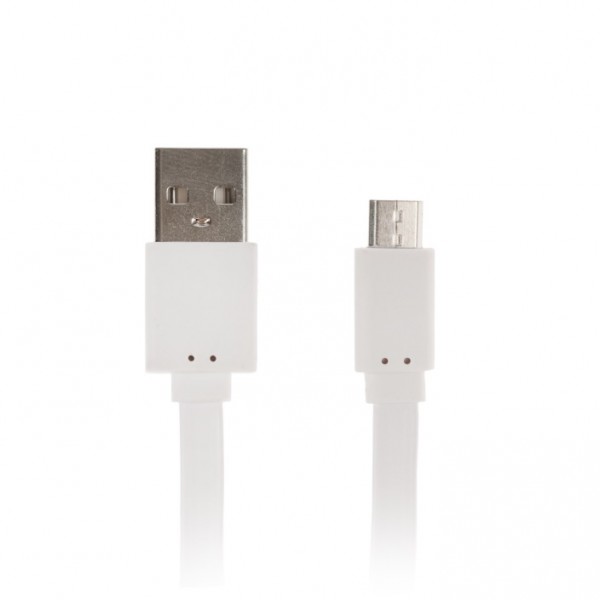USB кабель micro USB 0.2м LuazON, 1 А,  плоский, белый Арт: 2989511