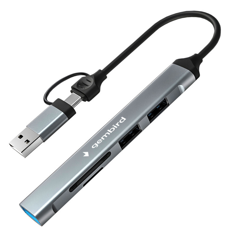 Устройство чтения/записи Gembird (FD2-MSD-3), Type-C/USB (OTG) 5в1 