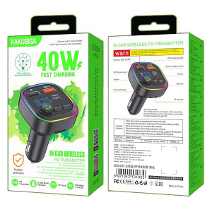 FM-трансмиттер BLUETOOTH KAKUSIGA KSC-1065 40W QC3.0 RGB (USB TYPE-C TF)