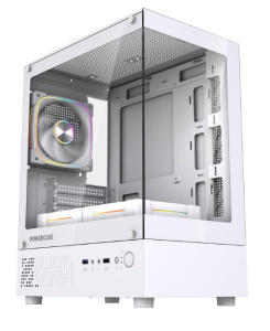 Корпус Powercase Vision Micro M1 ARGB, Tempered Glass, 3x 120mm ARGB fans, mATX (CVMM1W-A3), белый