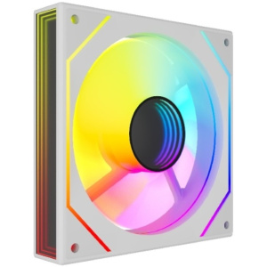 Вентилятор 120x120mm, Powercase (M52-12W ARGB) (4pin PWM (M+F)+ 3pin ARGB (M+F), 600-1800±10% об/мин) White