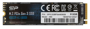 Твёрдотельный накопитель 0512,0 Gb SSD Silicon Power A60 (SP512GBP34A60M28), PCIe 3x4, R/W-2200/1600 MB/s