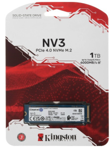 Твёрдотельный накопитель 1000,0 Gb SSD Kingston NV3 [SNV3S/1000G] M.2 PCI-E 4.0 x4, NVMe 6000MB/s/4000MB/s