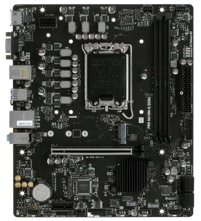 Материнская плата MSI PRO H610M-E DDR4, Socket1700, 2xDDR4, VGA, HDMI, mATX