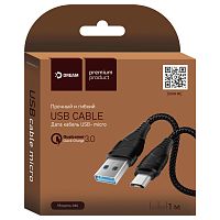 USB кабель micro USB 1.0м DREAM DRM-C50-02 QuickCharge3.0 черный (173598\123197)