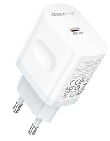 СЗУ Borofone BA99A Breeze, 1 Type-C, 3.0A, PD20Вт, цвет: белый