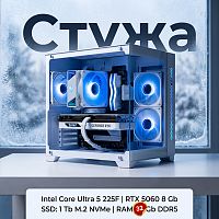 Игровой компьютер "Стужа Плюс"/Intel Core Ultra 5 225F 10*3.3 ГГц/8Gb RTX5060/32GB DDR5/1000Gb SSD/650w/ARGB