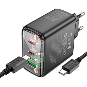  HOCO CS44A, Smart, 1 USB, 2 Type-C,  5V, 3.0A, PD 65,  Type-C, Type-C, 1.0, : 