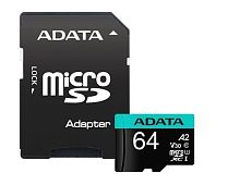 Носитель информации Transflash(MicroSDXC) 64Gb A-DATA (AUSDX64GUI3V30SA2-RA1), UHS-I U3, V30S A2, 100/75 MB/s