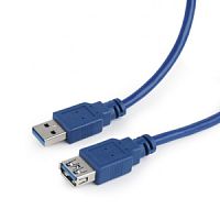 Удлинитель USB3.0 AM/AF, 1.8m Cablexpert (CCP-USB3-AMAF-6) медь, двойн.экран, Pro, синий, пакет