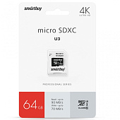   Transflash(MicroSDC) 64Gb Smartbuy Class 10 PRO U3 R/W:90/70 MB/s (  SD)