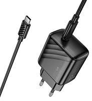 СЗУ HOCO CS24A, Puerto, 1 Type-C, PD 25Вт, кабель Type-C 1.0м, цвет: чёрный