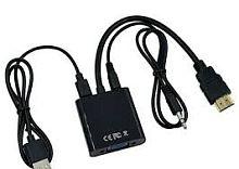 Переходник VGA (M)-HDMI (F) Cablexpert A-VGA-HDMI-01, 19M/15F, длина 15см, аудиовыход Jack 3,5 (M), питание от USB