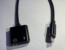 Адаптер Lightning+3.5 для наушников и зарядки для Apple, в металлическом корпусе (A-835-new)