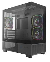 Корпус Powercase Vision Micro S3B, Tempered Glass, Type-C, 3x 120mm ARGB PWMFan, чёрный, mATX  (CVMMSB-A3)