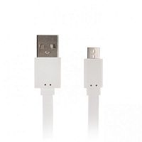 USB кабель micro USB 0.2м LuazON, 1 А,  плоский, белый Арт: 2989511