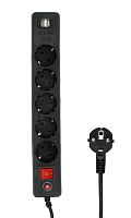 Сетевой фильтр Гарнизон ECL-5-U2-B-1.8, 5р, 10А, 2xUSB, 1.8м, ур.защиты 4, черный, пакет