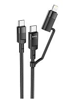 USB кабель Type-C - Lighting 1.2m HOCO U106 Moulder, 3,0А, 100Вт, цвет: чёрный