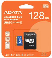 Носитель информации Transflash(MicroSDXC) 128Gb A-DATA (AUSDX128GUICL10A1-RA1)+SD адаптер