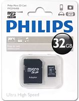 Носитель информации Transflash(MicroSDHC)32Gb PHILIPS (FM32MA45B/97), Class 10 (SD адаптер) 